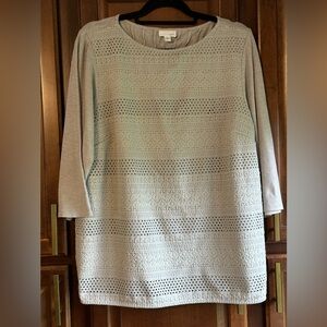 J. Jill Light Beige Eyelet Top